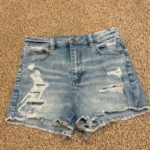 American Eagle Outfitters Light Blue Distressed Jean Shorts